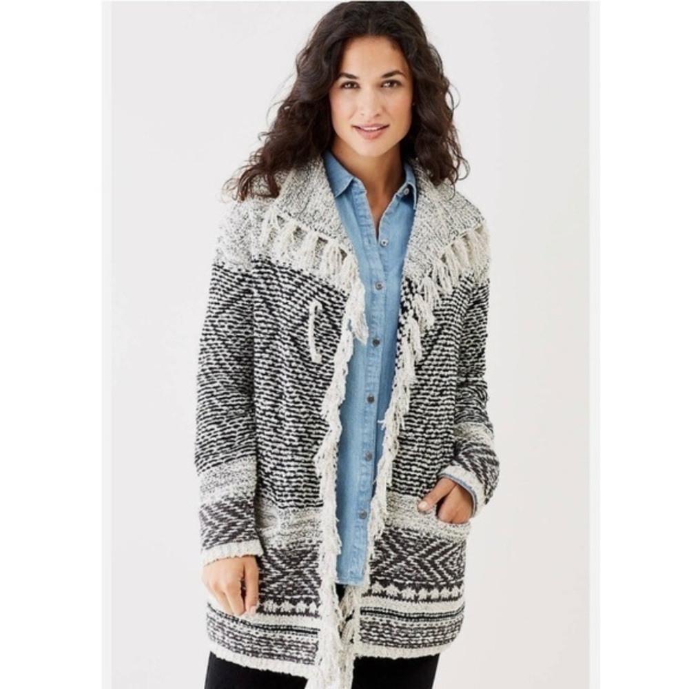 J. Jill Willow Fair Isle Wool Blend Cardigan Sweater Southwestern